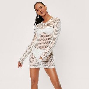 Crochet Low Back Mini Beach Cover Up Dress